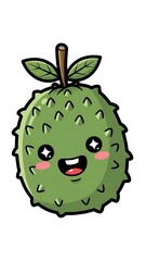 Obraz premium Cute cartoon durian fruit character smiling.