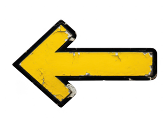 Yellow arrow pointing left isolated on transparent background