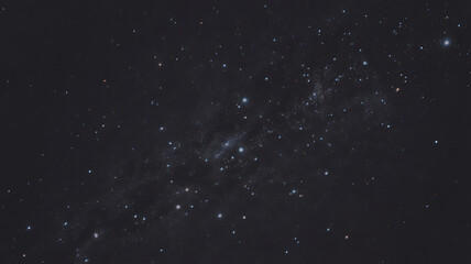 Fototapeta premium Panoramic view of the starry night sky, showcasing the ethereal beauty of distant galaxies and the shimmering band of the Milky Way.
