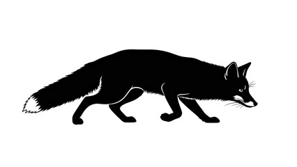 Wild Fox Prowling Silhouette Graphic for Outdoor Adventure and Wildlife Sanctuary Branding