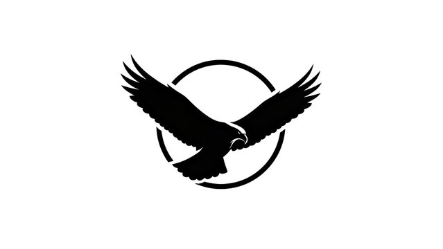 Soaring Eagle Circular Logo Silhouette for Leadership and Freedom Business Branding