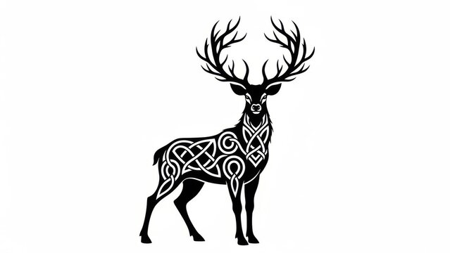 Traditional Celtic Deer Silhouette with Knotwork Pattern for Spiritual and Forest Brands