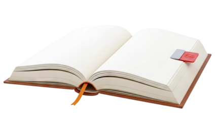 Open blank notebook with bookmark and ribbon