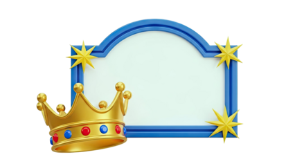 Golden Crown and Blue Arch Frame with Yellow Stars