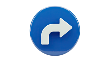 Blue circle with a white right-turning arrow
