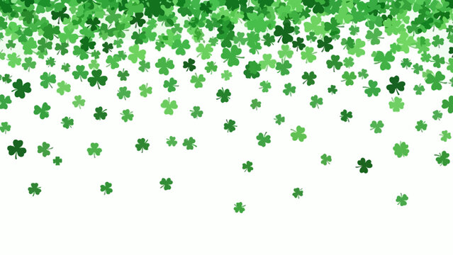 Falling Green Clover Leaves and Shamrocks Background for St. Patrick's Day Celebration