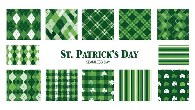 St. Patrick's Day Green Patterns: Argyle, Plaid, Stripes, and Shamrocks