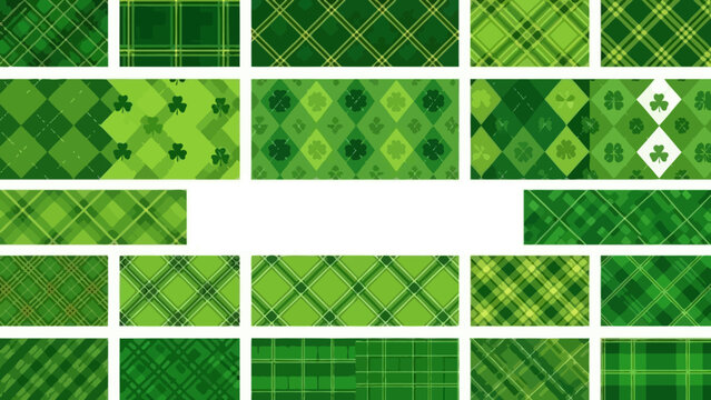 Assortment of Green Plaid and Shamrock Patterns for St. Patrick's Day