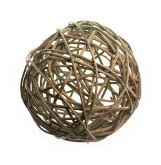 Wicker ball of willow branches on a white background