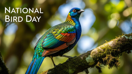 Vibrant bird perched on branch