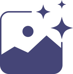 AI image  generate icon with sparkle star, photo. AI creative tools for digital media, content generation and modern application interface. 