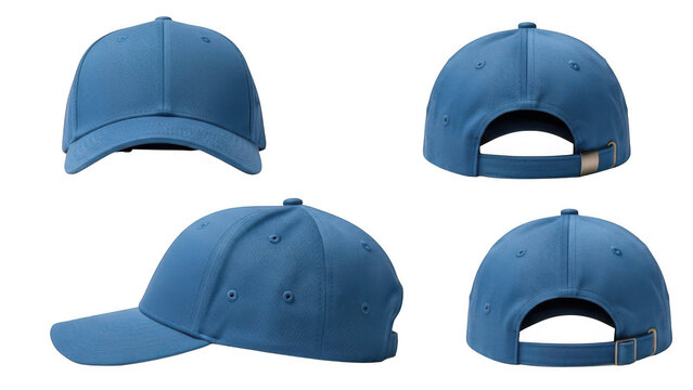 Blue color cap from multiple angles isolated on transparent background