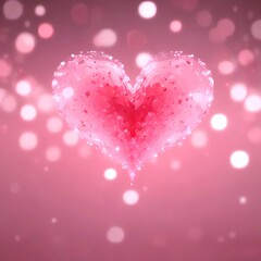Abstract heart bokeh lights in soft pink and red tones, romantic Valentine style, elegant and modern