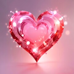 Abstract heart bokeh lights in soft pink and red tones, romantic Valentine style, elegant and modern