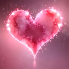 Abstract heart bokeh lights in soft pink and red tones, romantic Valentine style, elegant and modern