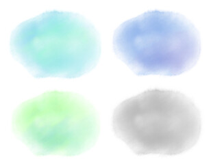 水彩風にじみイラスト　寒色セット
