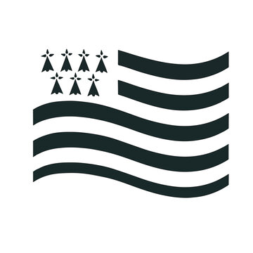 Brittany flag Gwenn ha du with ermine symbols, black and white regional flag of Bretagne France vector illustration icon