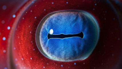 Detailed Macro Shot of a Vivid Cephalopod Eye