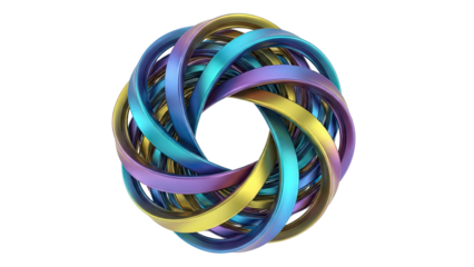 Iridescent Metallic Interlocking Rings