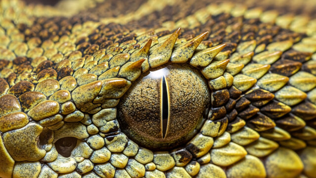 Extreme Close-up of a Snake's Eye and Scales