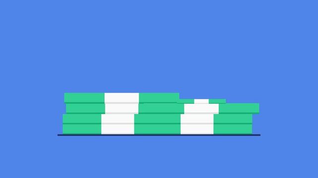 Money stack growing and decreasing animation