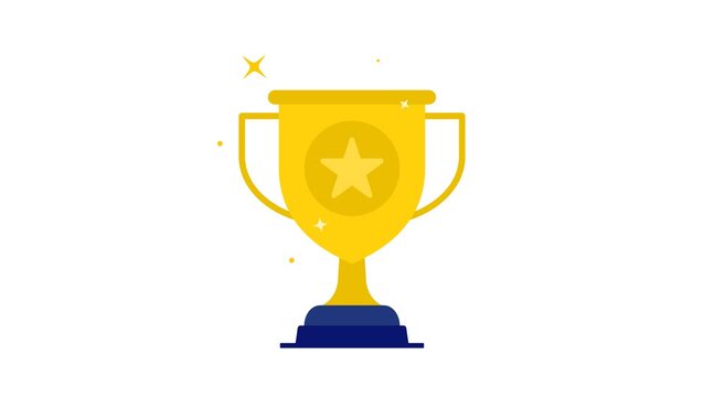 Golden winner trophy cup jumping animation