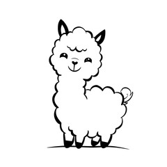 Obraz premium alpaca. alpaca simple black and white line art vector logo