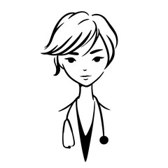 Doctor. Doctor simple black and white line art vector logo