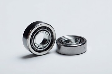 Metal Ball Bearings Set on White Background for Machinery and Engineering
