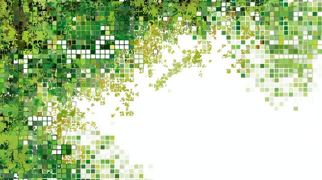 Green Abstract Geometric Pattern on White Background for Technology and Design