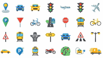 Collection of Transportation and Navigation Icons. © Gogo