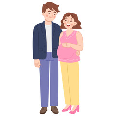 Illustration of Pregnant Woman with Partner