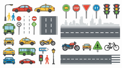 Collection of Transportation and Road Signs Elements.