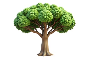 Realistic 3D Alder Tree Isolated on White Background with Dense Green Canopy