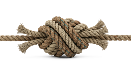 A tangled rope knot on a png transparent