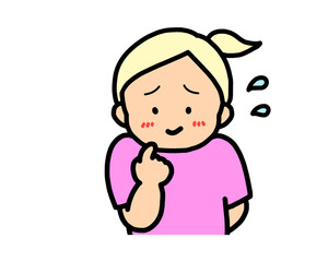 照れる（正面）金髪の女の子