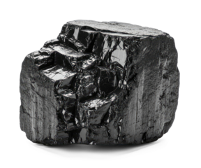 A single piece of black coal on a png transparent