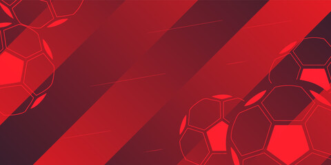 Abstract Red Sports Background with Soccer Ball Pattern