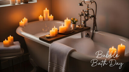 Relaxing bath scene with candles