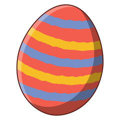 Cartoon Style Decorative Striped Easter Egg Holiday Illustration
