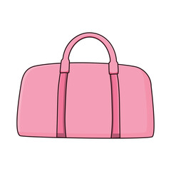 Cartoon Style Detail Duffel Bag Pink Color Illustration Design
