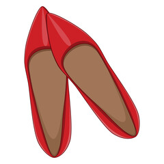 Cartoon Style Detailed Red Ballet Flat Shoe Fashion Footwear