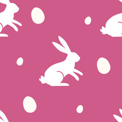 Pink Easter Bunny Seamless Pattern Rabbits Eggs Vibrant