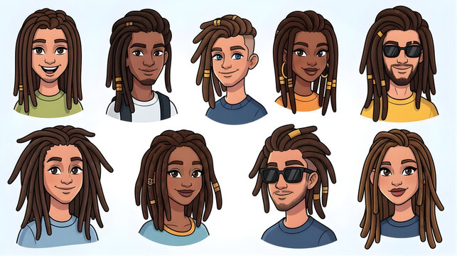 dreadlocks character vector emoji