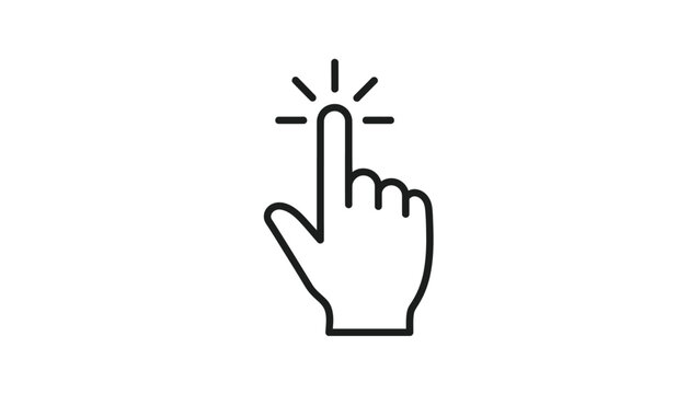 A hand cursor icon indicates a selection or click action on a white background.