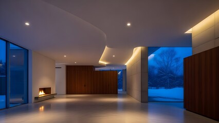 曲線天井が特徴的なモダン内装空間