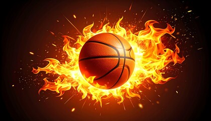 basketball in flames