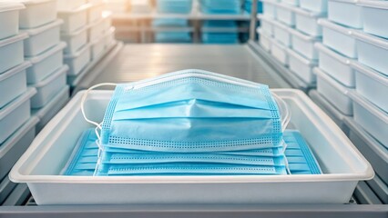 Disposable Surgical Masks Stacked Neatly Realistic Gigapixel