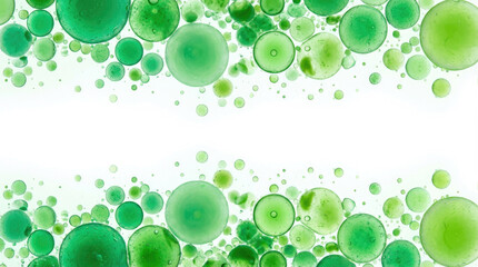 St patricks day themed design showing an array of green and white circles of varying sizes against a white backdrop with a central empty space