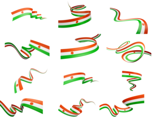 Set Of Different Style Of Niger Wavy Abstract Ribbon Flags 3d Illustration